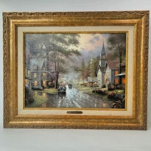 Stunning Thomas Kinkade Hometown Evening Wall Art - Limited Edition